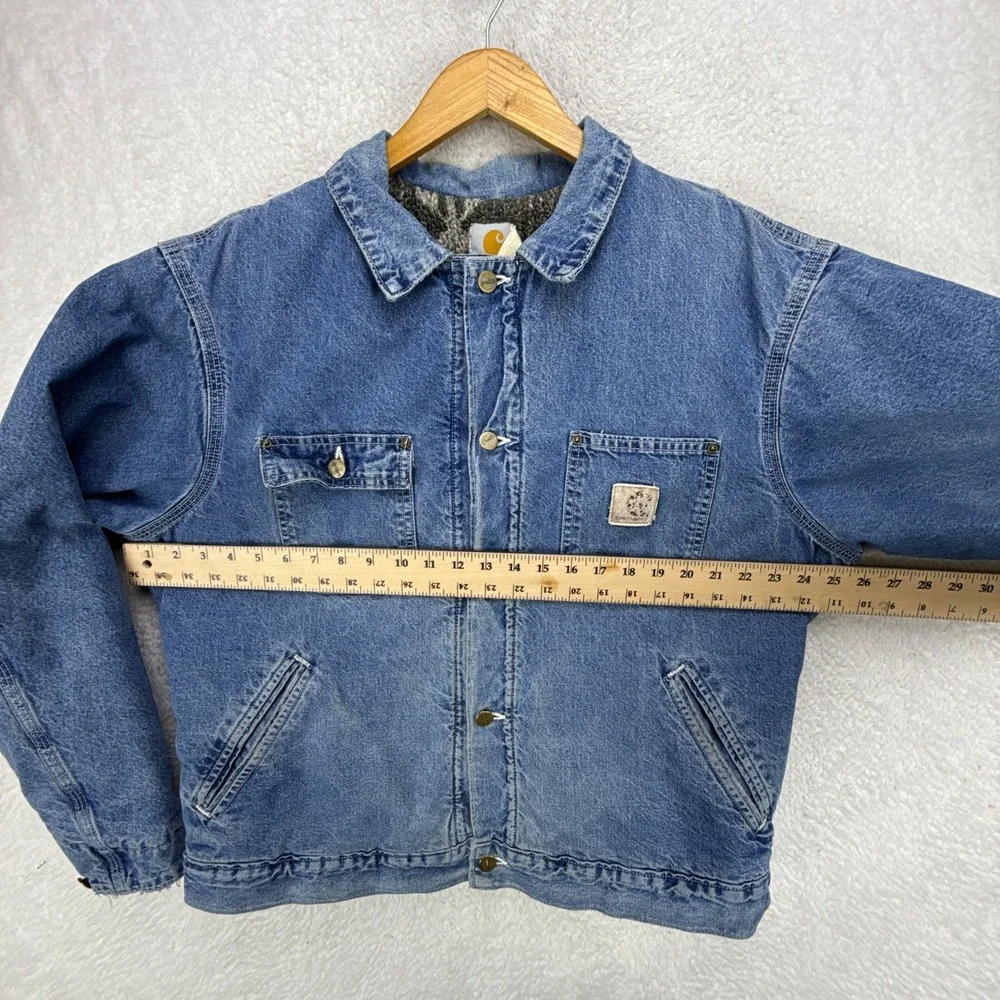 Carhartt Trucker Chore Jacket Aztec Pile Lined Mens Large JP1088 Darkstone Blue - Picture 6 of 16